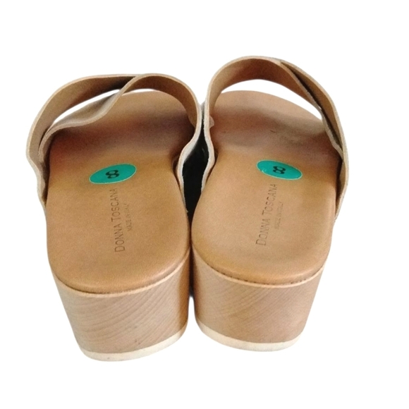 Donna Toscana Italian Clog Sandals Size 8 Platform Suede Wooden Slides - Picture 7 of 9